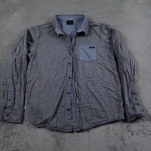 Oakley Shirt Mens Small Gray Button Up Long Sleeve Casual‎ Preppy